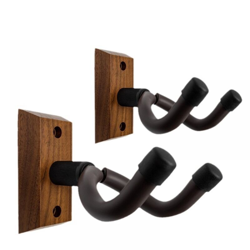 2er-Pack Gitarrenaufhänger, Gitarren-Wandhalterung aus Hartholz, drehbarer Gitarren-Wandaufhänger mit Schrauben, V-förmiger Gitarrenhakenhalter für