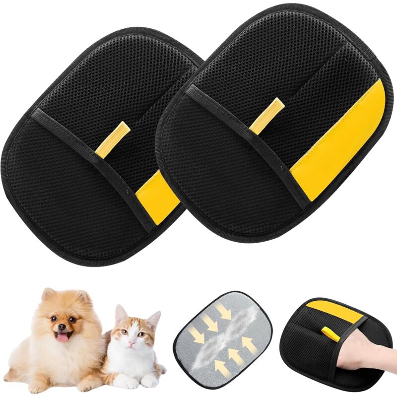 Cyslmuk - 2er-Pack Handschuhe zur Haarentfernung bei Katzen und Hunden, hocheffiziente Fellpflegehandschuhe, Handschuhe zur Haarentfernung bei