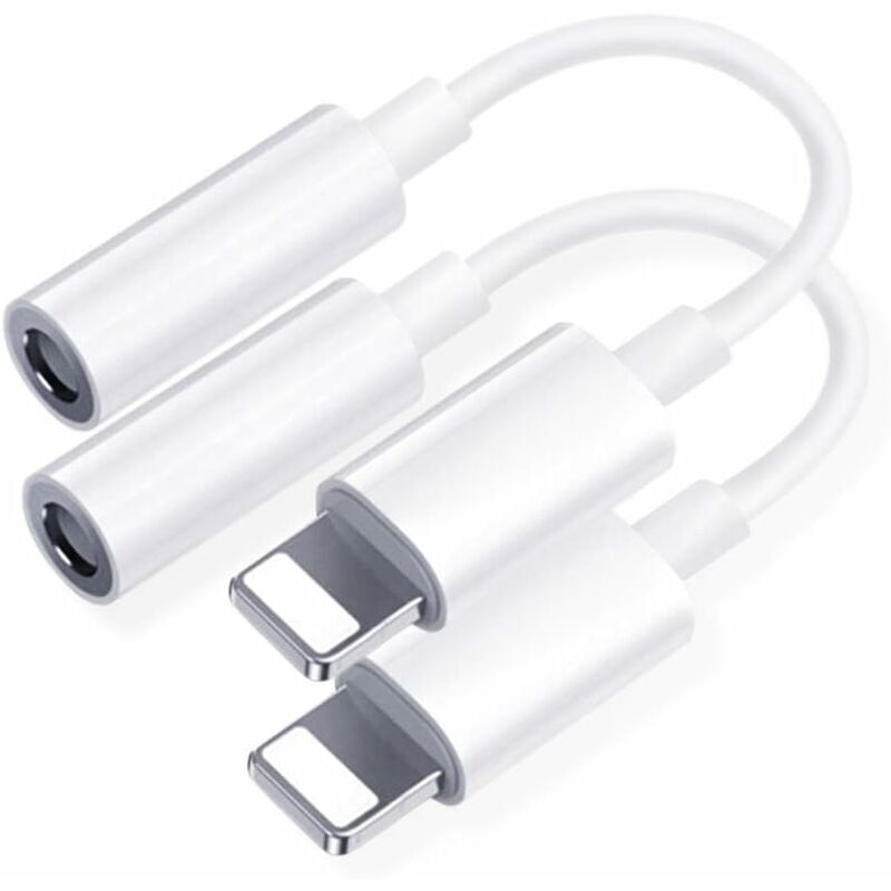【2er-Pack】 Kopfhöreradapter für iPhone 11, Aux-Audio 3,5-mm-Klinkenstecker, Kopfhöreradapterkabel, Musik-Splitter, kompatibel mit iPhone 7/7 Plus/8/8