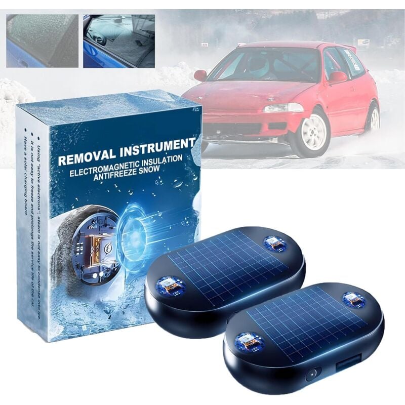 2er-Pack molekularkinetische Heizgeräte zum Enteisen der Windschutzscheibe von Autos, tragbarer Mini-Kinetikheizer, Kinetikheizer mit Solarbatterie,