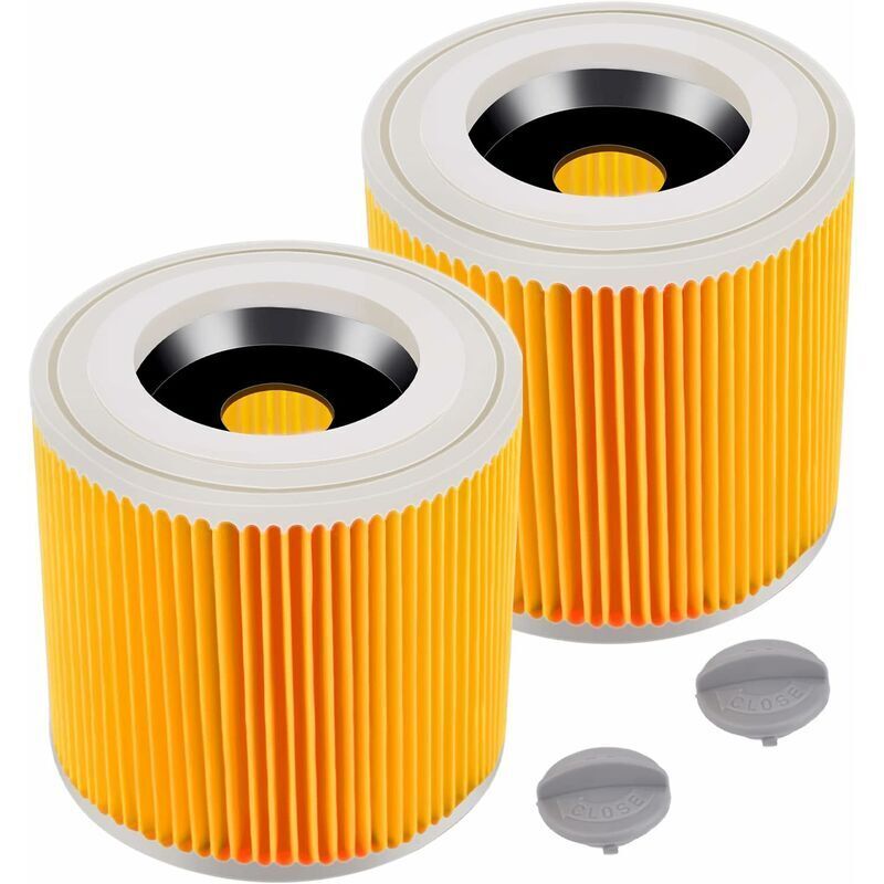 2er Pack Patronenfilter für Kärcher WD3 Premium, WD2, WD3, WD3P, MV2, MV3 - WD3 Filter - Ersatzfilter für Kärcher Staubsauger