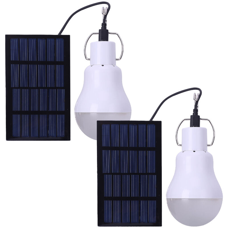 2er Pack Solarlampe 15W LED-Licht tragbare Glühbirne für Außenbeleuchtung Wandern Camping Angelzelt Wandern Innen