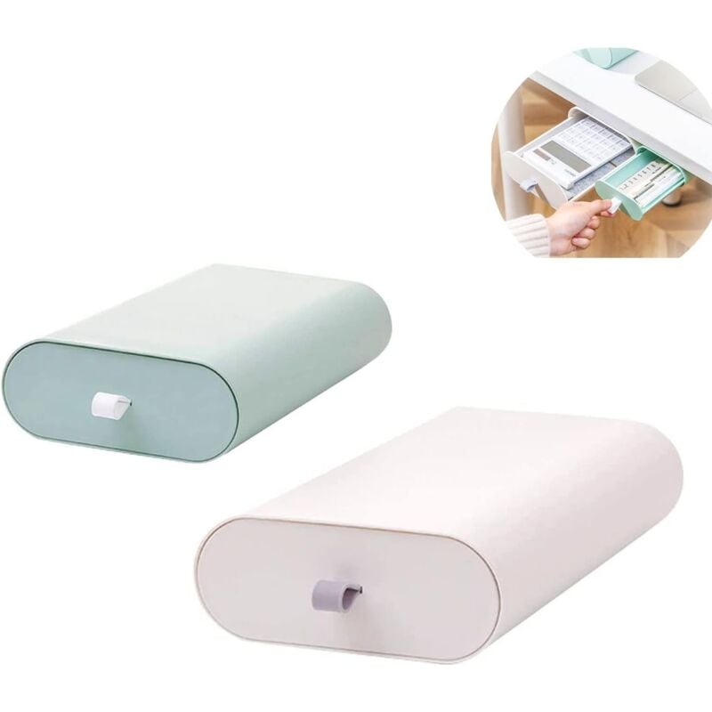 Alovez - 2er-Pack unsichtbare Aufbewahrungsbox, Schreibtischschubladen-Organizer, Aufbewahrungsbox für Schreibwaren, Stifthalter, multifunktionale