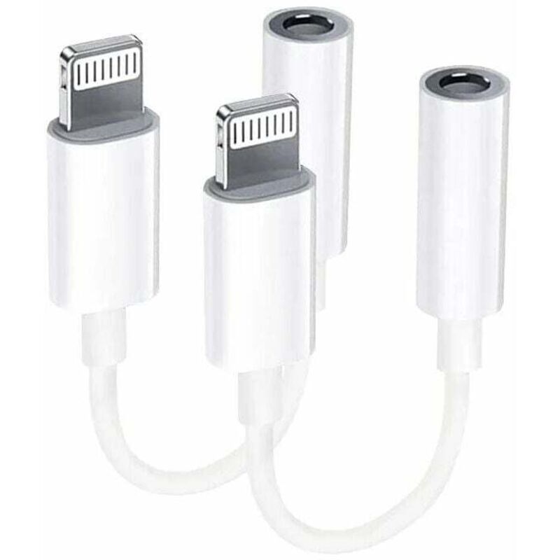 【2er-Pack】 Lightning-auf-3,5-mm-Klinkenadapter, MFI-Zertifizierung, Kopfhöreradapter für iPhone, AUX-Audiokabel-Splitter, kompatibel mit iPhone