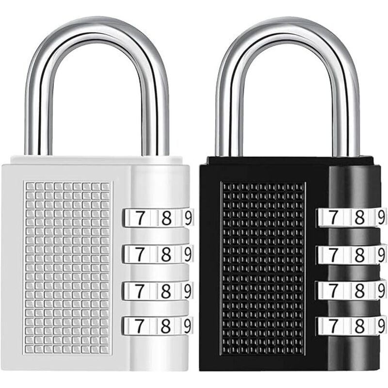 2er Schloss mit Zahlencode Vorhängeschloss Wetterfest Zahlenschloss 4 Stellig, Kellerschloss Zahlenschlösser Padlock Koffer Schloss Vorhängeschlösser