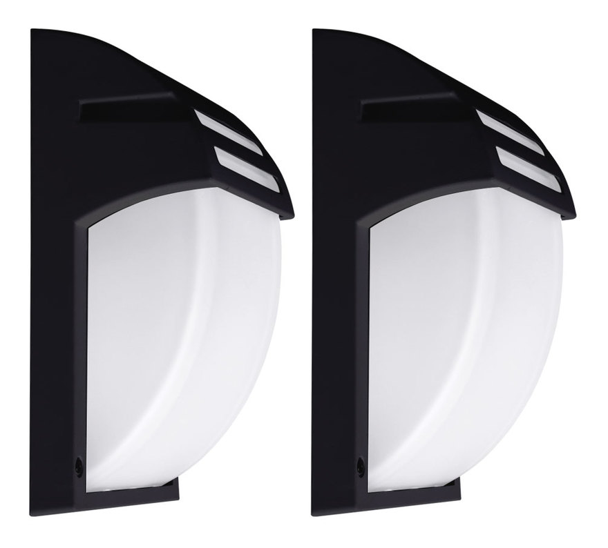 2er Set Außen Leuchten schwarz Fassaden Wand Lampen alu Garten Strahler Terrassen Beleuchtung