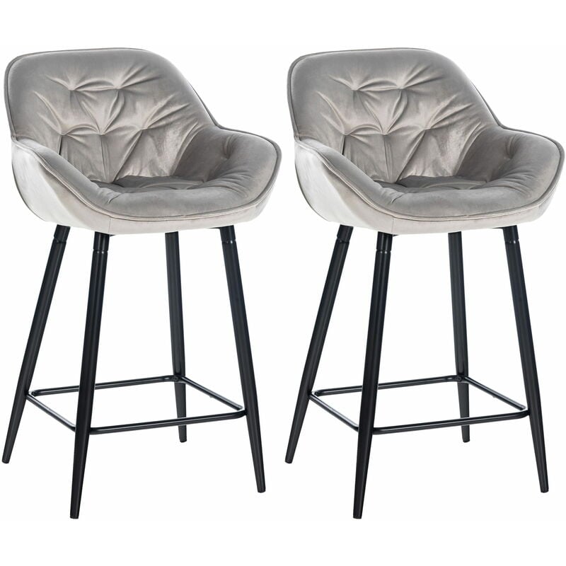 2er Set Barhocker Gibson Samt Sitzhöhe 76 cm grau