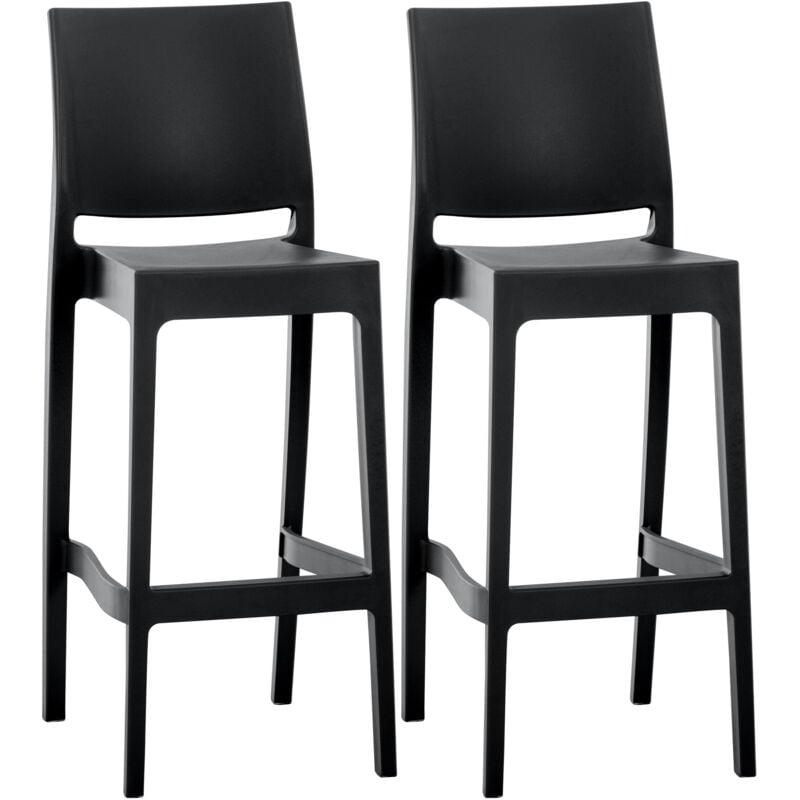 CLP - 2er Set Barhocker Maya Kunststoff schwarz