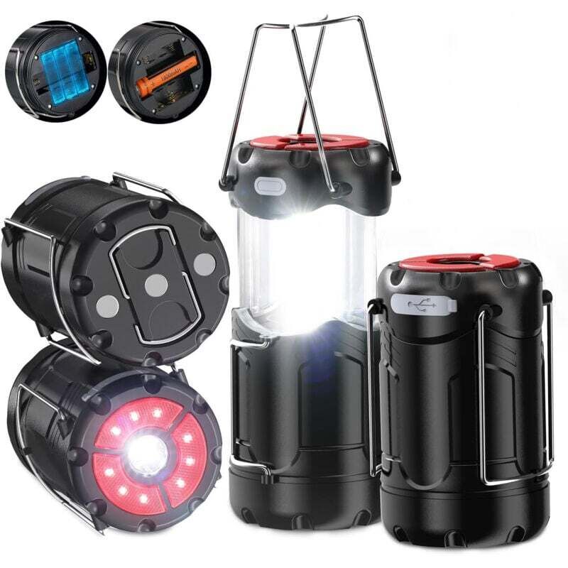 2er Set Campinglaternen, LED Campinglampe, Campingzubehör, Survival Kit für Hurrikan, Notfall, Sturm, Stromausfälle, Outdoor Tragbare Laterne