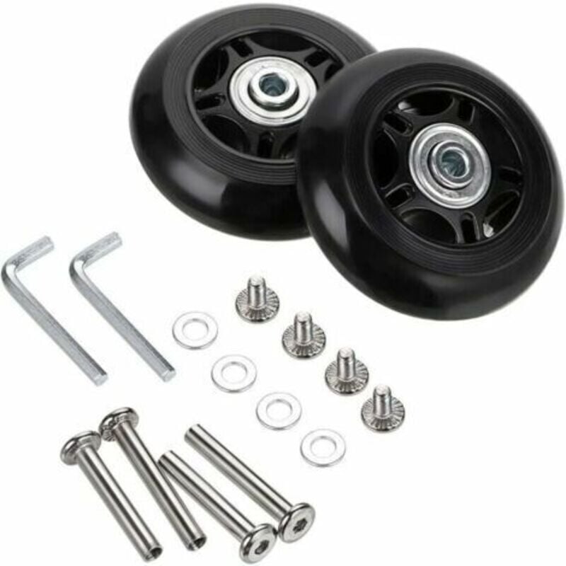 2er Set Ersatzrollen für Koffer mit Achsen Schwarz 40mm18mm Universalrad für Koffer