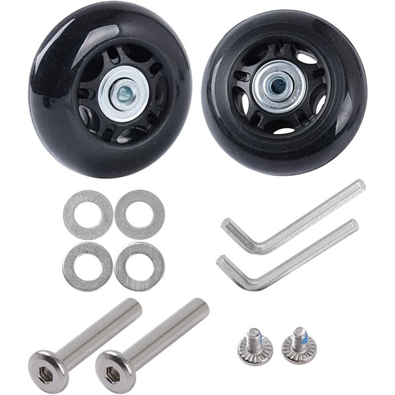 Tonchean - 2er-Set Ersatzrollen für Koffer, Reparaturset, geräuscharme Gummiachsen, Ersatzrollen für Koffer, Gepäckzubehör (45 mm x 18 mm)