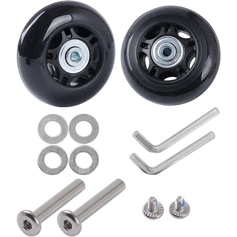 Tonchean - 2er-Set Ersatzrollen für Koffer, Reparaturset, geräuscharme Gummiachsen, Ersatzrollen für Koffer, Gepäckzubehör (50 mm x 18 mm)