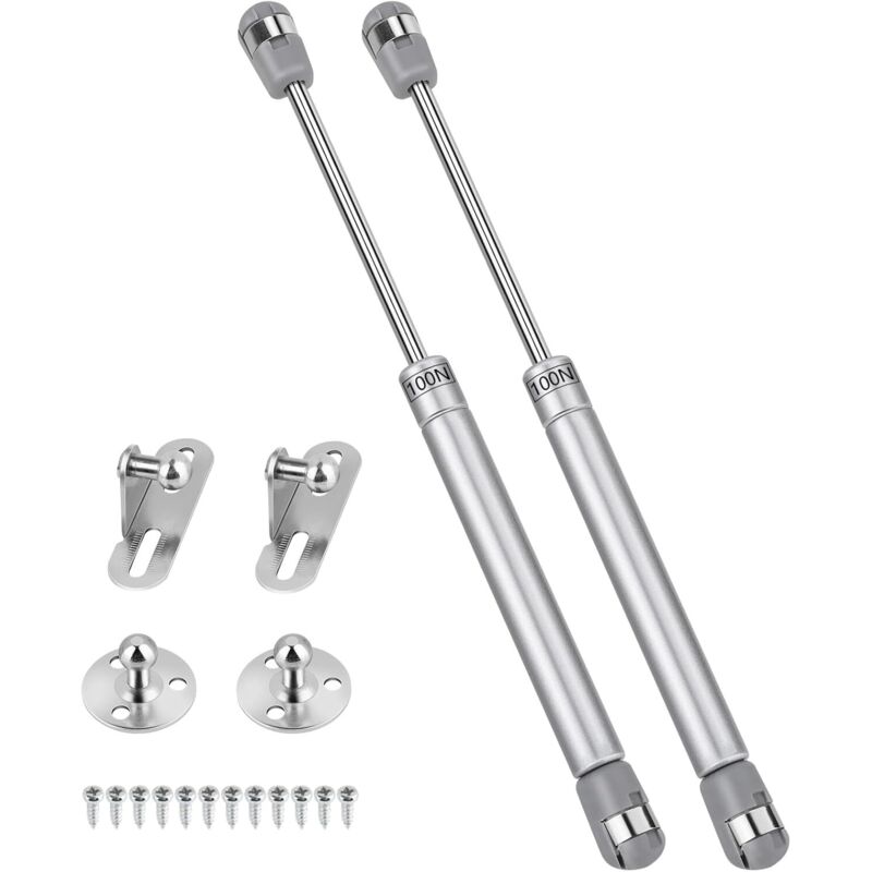 Set of 2 Gas Struts, 100 N/10 kg Furniture Spring Gas Shock Absorbers with Screws, Hydraulic Lifting, Door Lifting, Kitchen Cupboard, Wardrobe to