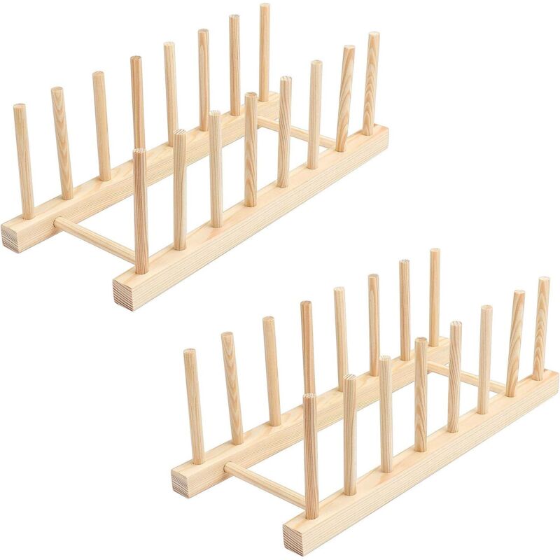 2er-Set Küchenregale aus Bambus zur Aufbewahrung von Geschirr und Tellern – geeignet zur Aufbewahrung von CDs, Geschirr, Büchern, Weingläsern