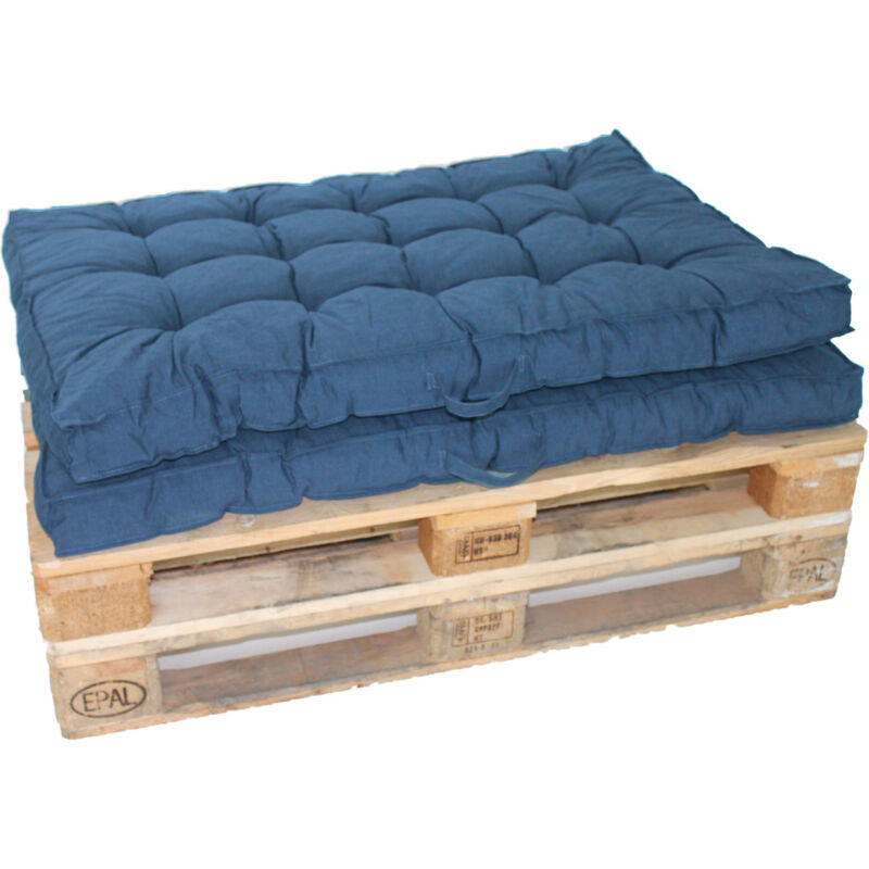 2er-Set Palettenkissen Loungekissen,120 x 80 cm, Blau/Grau