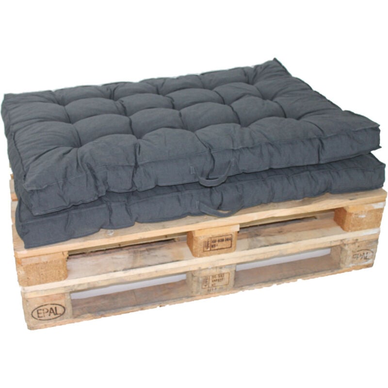 2er-Set Palettenkissen Loungekissen,120 x 80 cm, Dunkelgrau