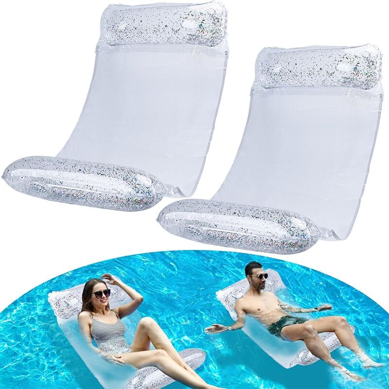 2er-Set Pool-Hängematten, aufblasbare Poolmatratze, 4-in-1-Zubehör für Wasserhängematten, schwimmende Pool-Hängematte, Pool-Netzmatratze für