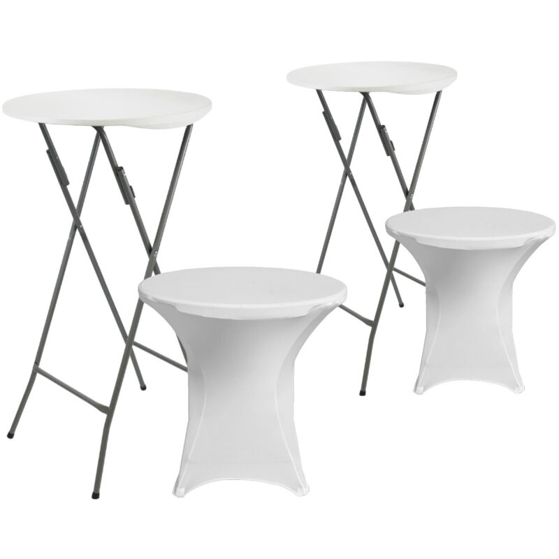 7house - 2er Set Runde Klapptische mit Hussen für Gastronomie 61x105cm