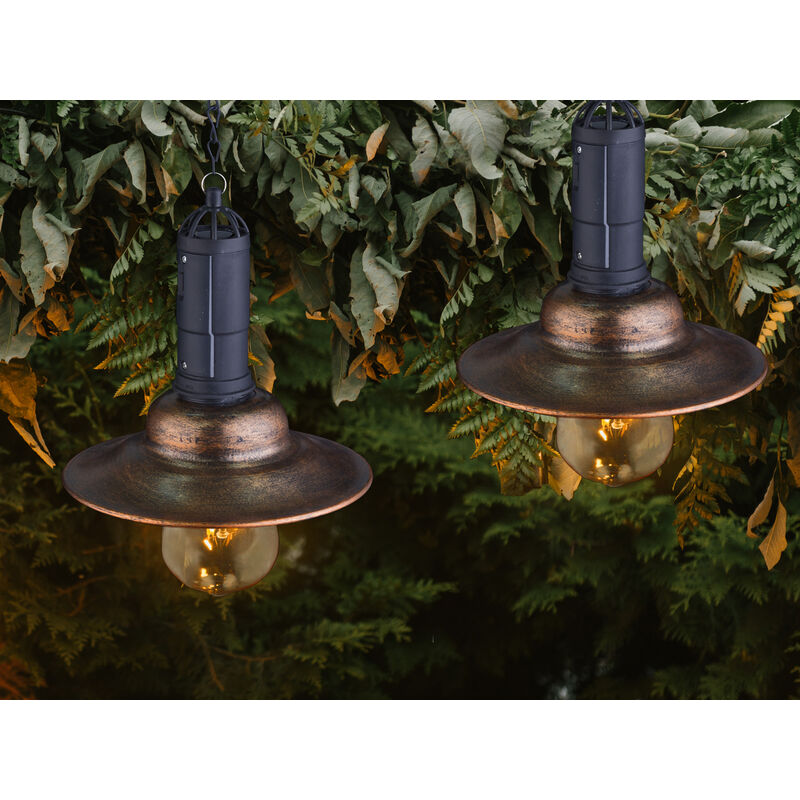2er set -Solarbetriebene led Hängeleuchten Industrie Look & Shabby Chic Anstrich