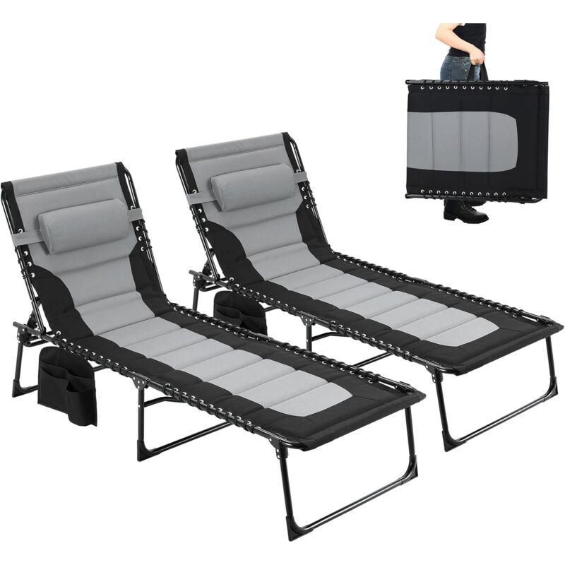 Liferun - 2er Set Sonnenliege Gartenliege Liegestuhl Klappbar Gartenliege Campingstuhl bis 150kg