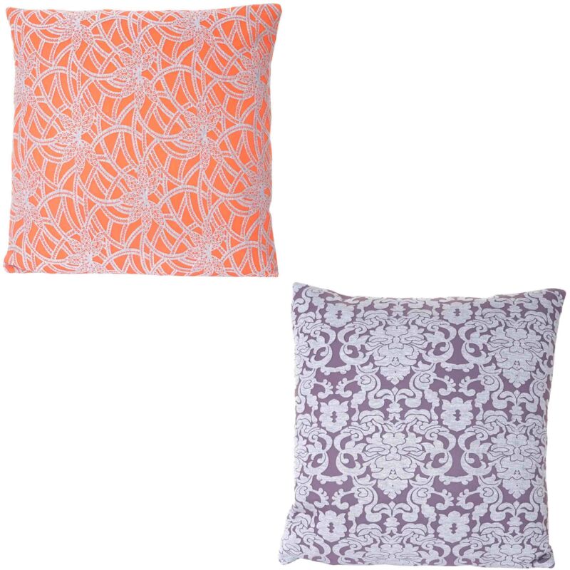 HHG - 2er Set Zierkissen Barock + Blumen, Sofakissen Deko-Kissen mit Füllung 45x45cm