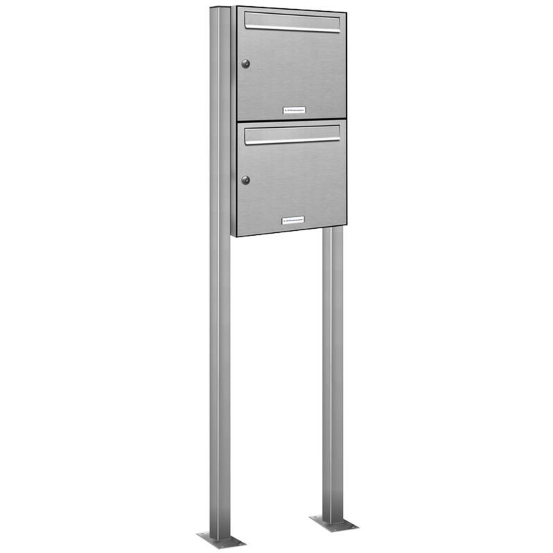 2er V2A Edelstahl Standbriefkasten Anlage Freistehend
