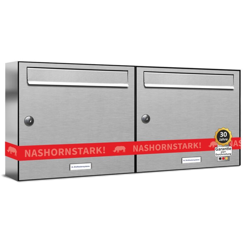 Al Briefkastensysteme - 2er V2A Edelstahl Wandbriefkasten Anlage 2 Fach Briefkasten Postkasten