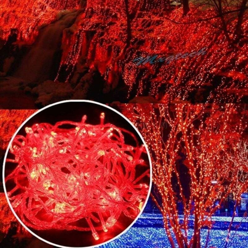 100 m 1000 LED-Lichterkette für Karneval, Hochzeit, Außen- und Innenbeleuchtung für den Garten (rot)