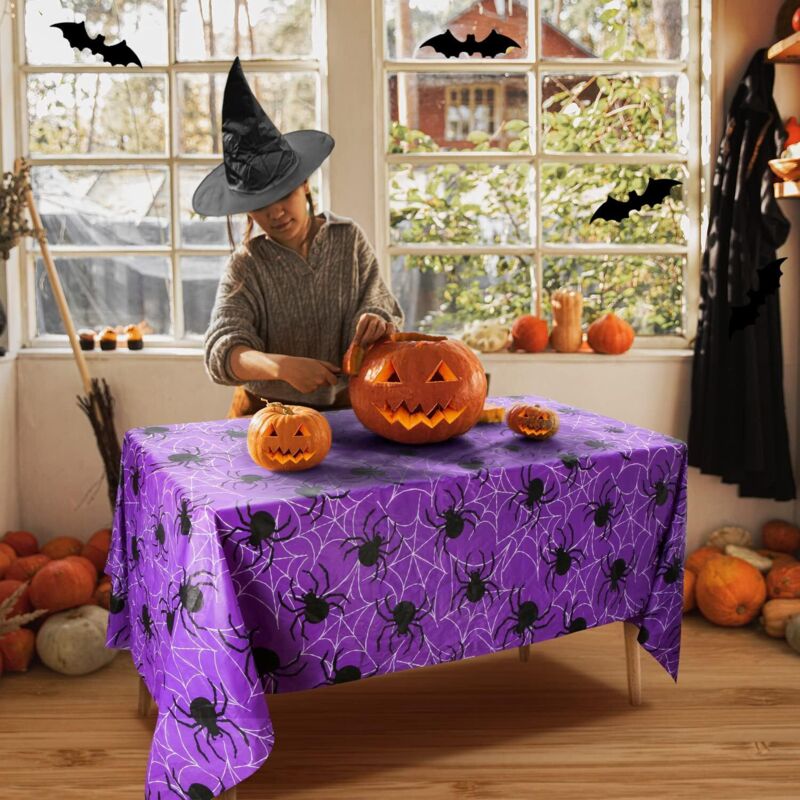 Stück Halloween-Tischdecke, 1,3 x 2,2 m, Spinnennetz-Dekoration, Spinnennetz-Dekoration für die Halloween-Party-Dekoration im Innen- und