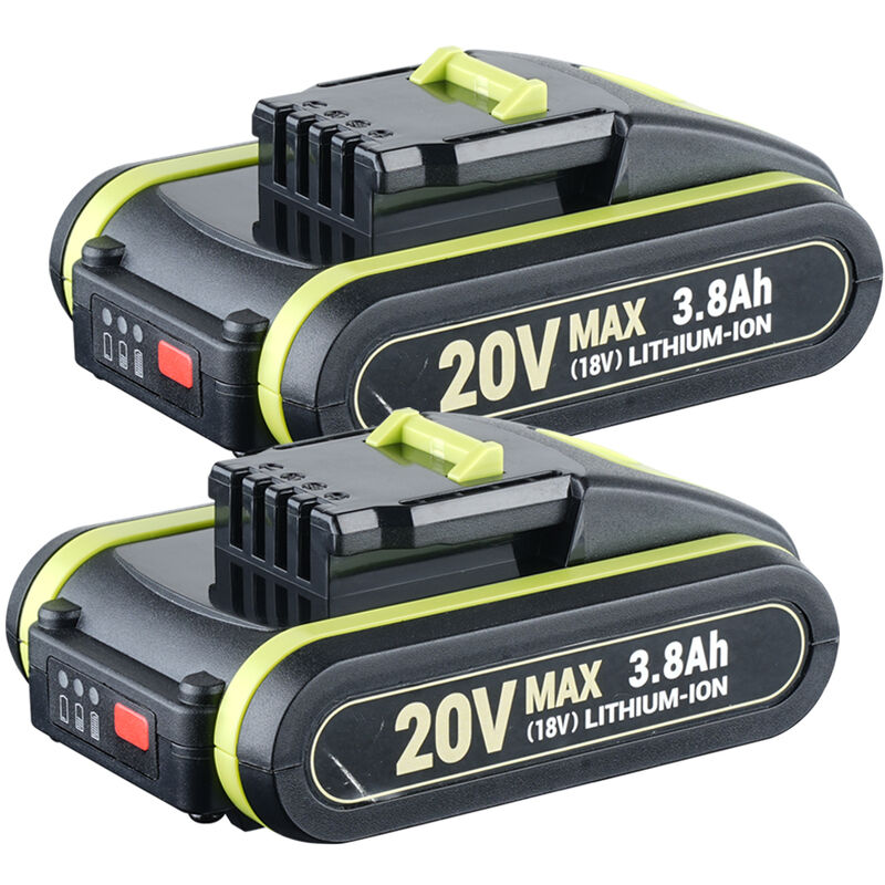 Pdstation - 2X 3800mAh Akku für Worx Akku 20V WA3551 Wiederaufladbarer Li-ion Akku WA3553 WA3556 WA3553 WA3572 WA3605 WA3641