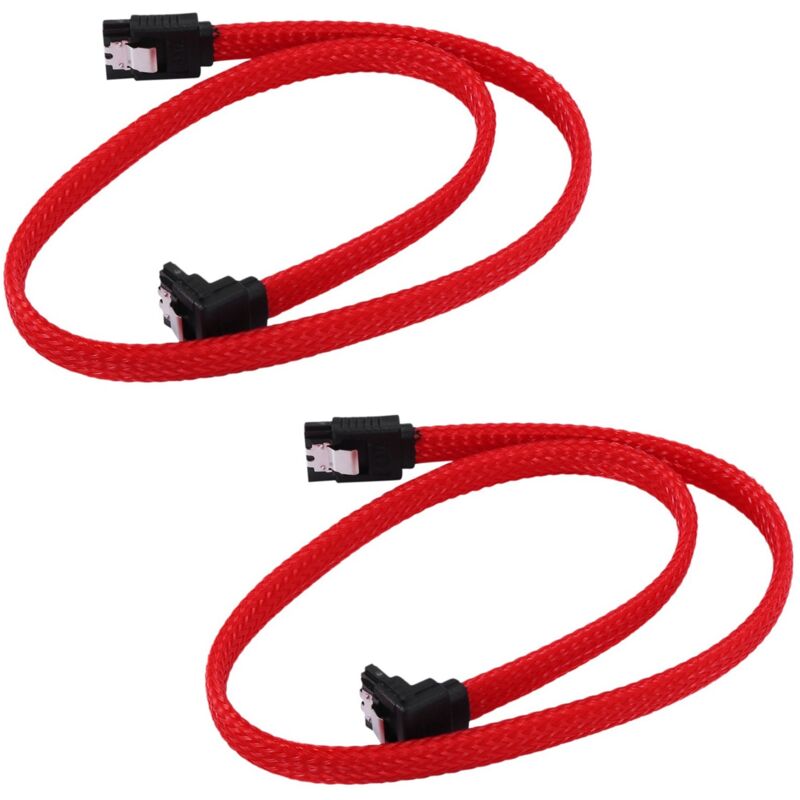 2X 50Cm 3.0 Iii Sata3 7 Pin Datenkabel Rechtwinklig 6 Gbit / S Ssd-Kabel Hdd Festplatten Datenkabel (Rot)