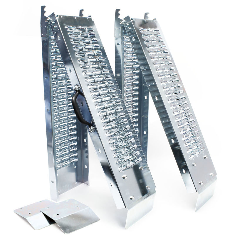 Wiltec - 2x Auffahrrampe 180x22,5 cm 400 kg für Motorrad atv Quad, Auffahrschiene verzinkter Stahl, Verladerampe rutschsicher, klappbar