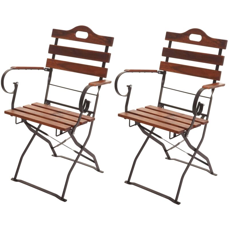 2er-Set Biergartenstuhl HHG 439, Klappstuhl Gartenstuhl, Gastronomie-Qualität Akazie MVG-zertifiziert braun