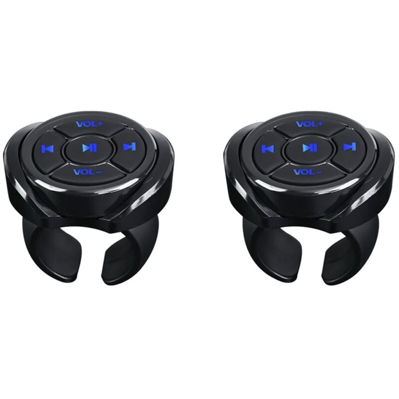 2X Drahtlose Bluetooth Media-Tasten-Fernbedienung für Auto, Motorrad, Fahrrad, Lenkrad, Musikwiedergabe, Fernbedienung für Telefon, Tablet