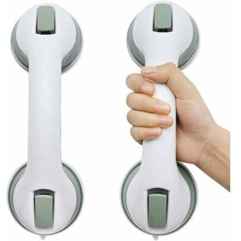 2x Duschgriffe mit Saugnapf – Kunststoff – Kein Bohren erforderlich – Wandmontierte Haltegriffe für Badewanne und Badewanne, rutschfeste Haltegriffe