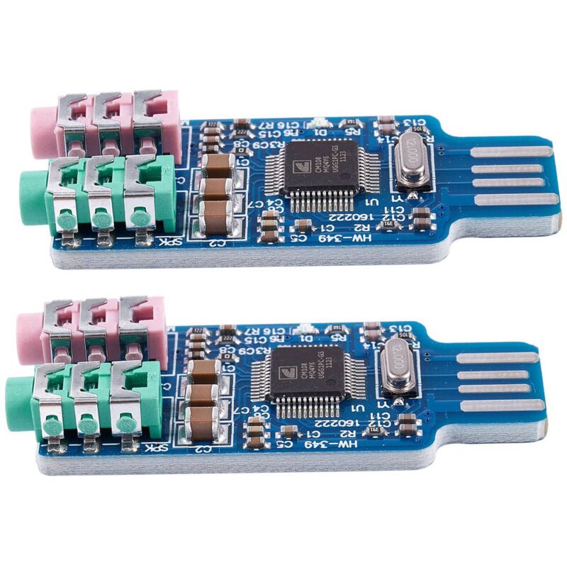 2X Freier Treiber USB Ton Karte cm108 USB Ton Karte Chip Blau
