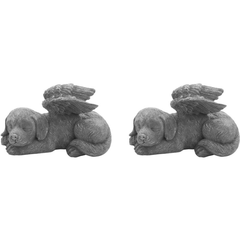 Tlily - 2X Hund Haustier Denkmal Grabstein Markierung Geschnitzte Statue, Harz, Fertig