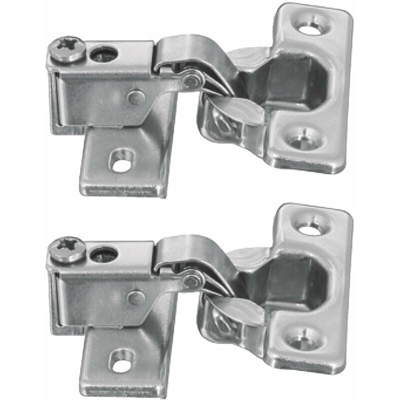 Dolaso - 2x kurzes Armscharnier für Schwenktüren im 95°-Winkel aus vernickeltem Stahl, ideal für Wohnwagen, Möbel, Schränke, Küchen, zum Öffnen und