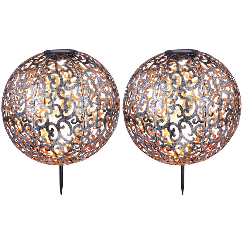 Etc-shop - 2x led Solar Außen Steck Lampen Hof Kugel Erdspieß Dekor Leuchten Stanzungen