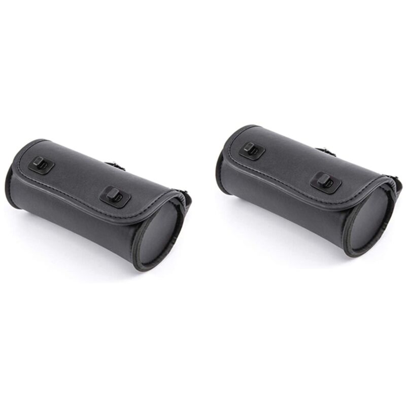 2X Motorrad Tasche PU LEDer Lenker Werkzeug Tasche Weichei Bar Roll Aufbewahrung Tasche Sattel Tasche mit 2 Riemen, Universal
