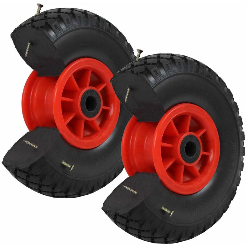 Baumarktplus - 2x Sackkarrenrad Vollgummi 260 x 85 mm 3.00-4 pu für Sackkarre und Bollerwagen