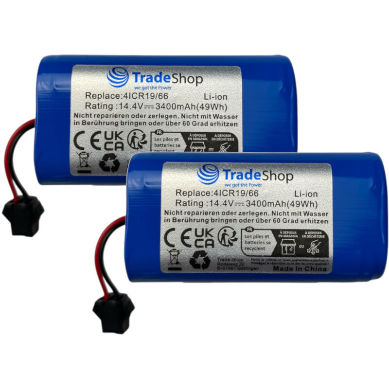 2x Trade-Shop Li-Ion Akku 14,4V / 3400mAh für Haier HB-X570LSC TAB-JD5FOLSC TAB-OS60S TAB-T520S TAB-T550W TAB-T550wsc, Thamtu G11, Ultenic D5s