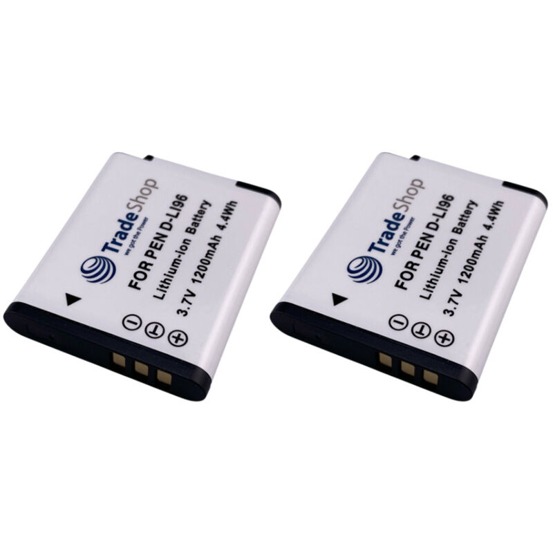 Trade-shop - 2x Li-Ion Akku 3,7V / 1200mAh kompatibel mit Pentax WG-1000 Digitalkamera ersetzt D-LI96 / Kamera-Zubehör Battery
