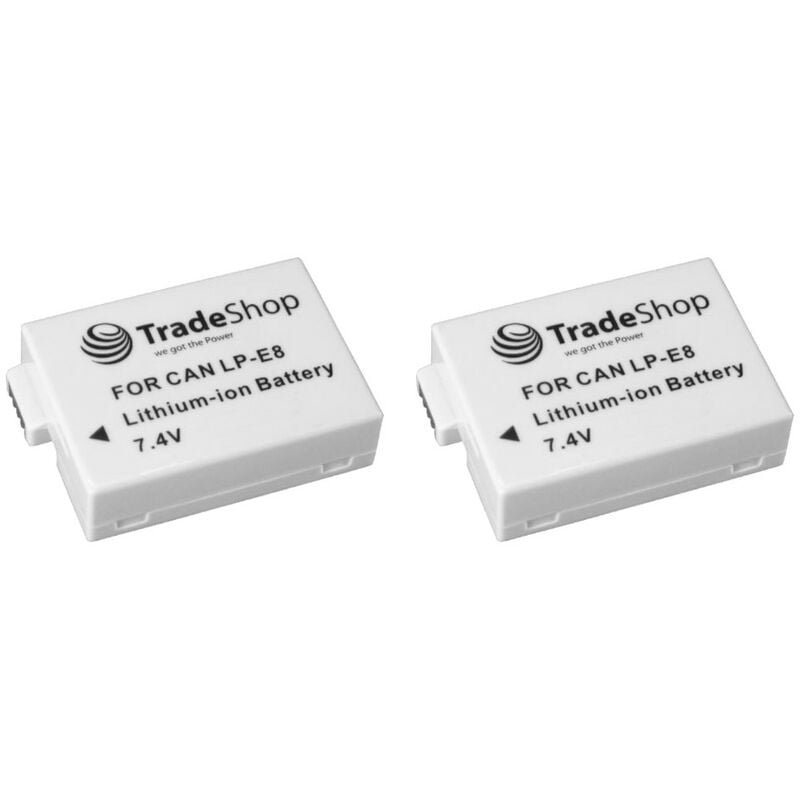 2x Trade-shop Li-Ion Akku 7,4V 1300mAh kompatibel mit Canon eos 700D (Kiss X7i, Rebel T5i), eos 600D (Kiss X5 / Rebel T3i), eos 650D (Kiss X6i /