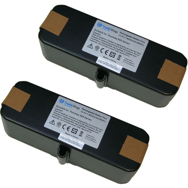 2x Trade-shop Premium Li-Ion Akku 14,4V 6000mAh für iRobot Roomba 500 505 510 520 521 530 531 532 534 535 536 540 550 551 555 560 561 562 563 564 565