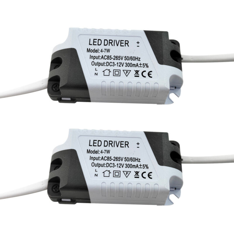 2x Treiber LED, Transformator 4-7W für LED-Deckenleuchte, LED-Netzteil, DC-Stecker für LED-Deckenleuchte (4-7W)