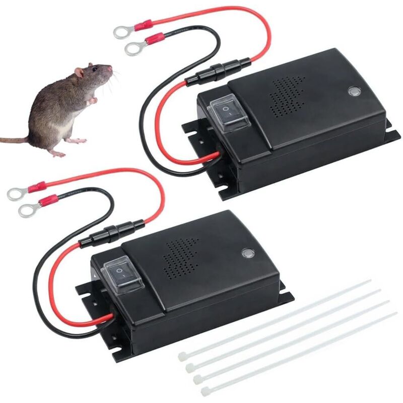 2x Ultraschall-Abwehrgerät, automatisches Ultraschall-Abwehrgerät für Haustiere/Mäuse/Ratten, automatische Schädlingsbekämpfung, 12V, Fahrzeugschutz