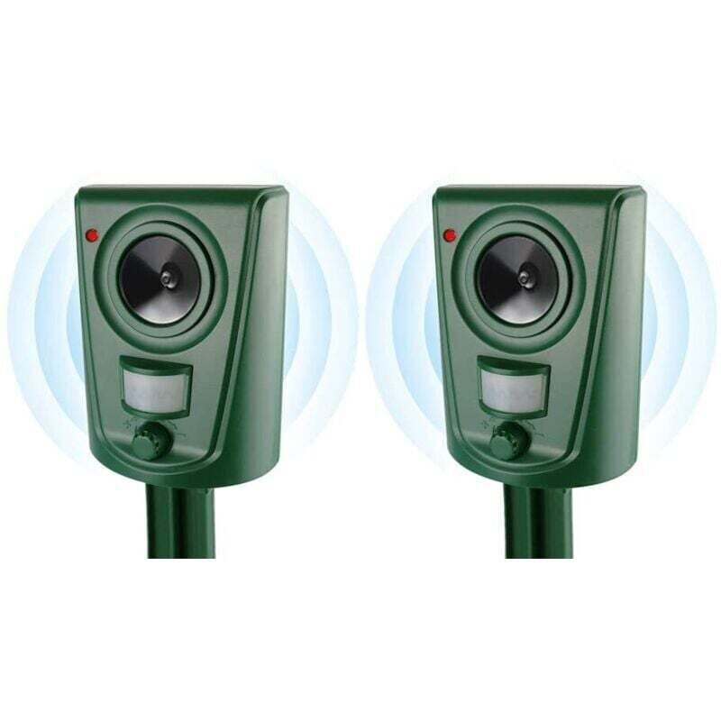 2x Ultraschall-Katzenabwehrgerät, Vogelabwehrgerät für den Außenbereich, einstellbarer Bewegungsmelder, Ultraschall-Haustierabwehrgerät für Ratten,