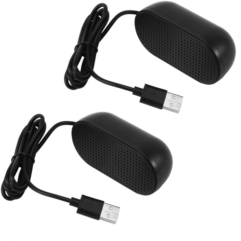 2X USB Lautsprecher Tragbare Lautsprecher Angetrieben Stereo Multimedia Lautsprecher fuer Notebook Laptop PC (Schwarz)