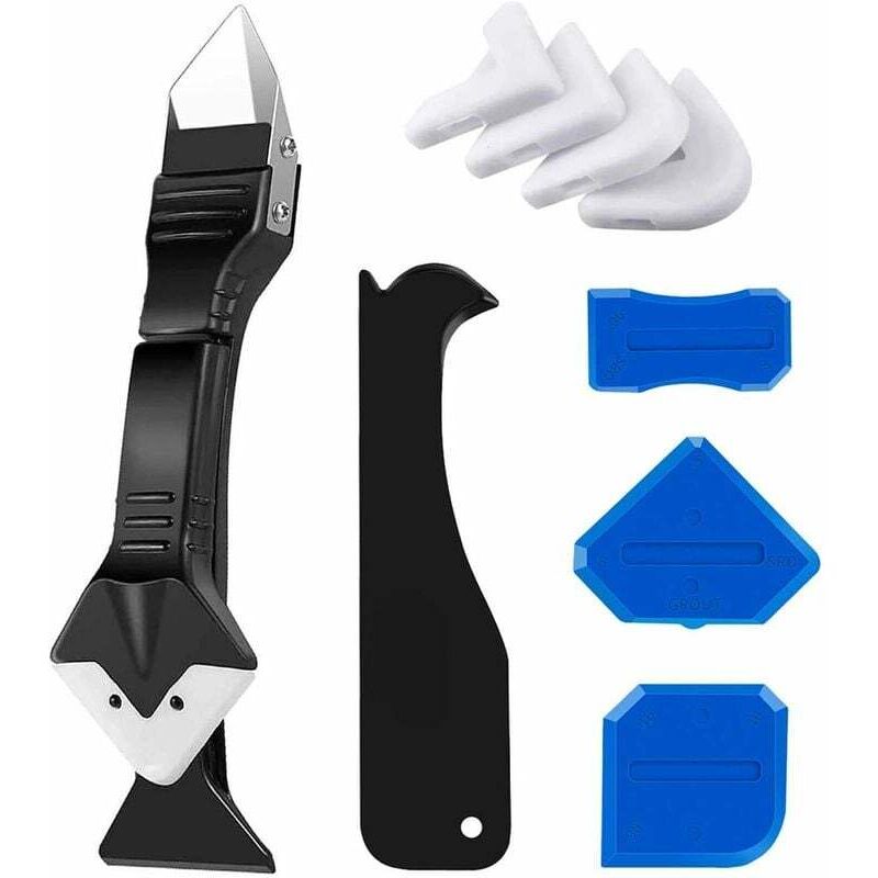 SNQ - 3-in-1-Dichtungsdüse aus Silikon (Edelstahl), Schaber, Dichtungsmittel-Finishing-Werkzeug, wiederverwendbar, 5 Silikonspitzen, tolles Werkzeug